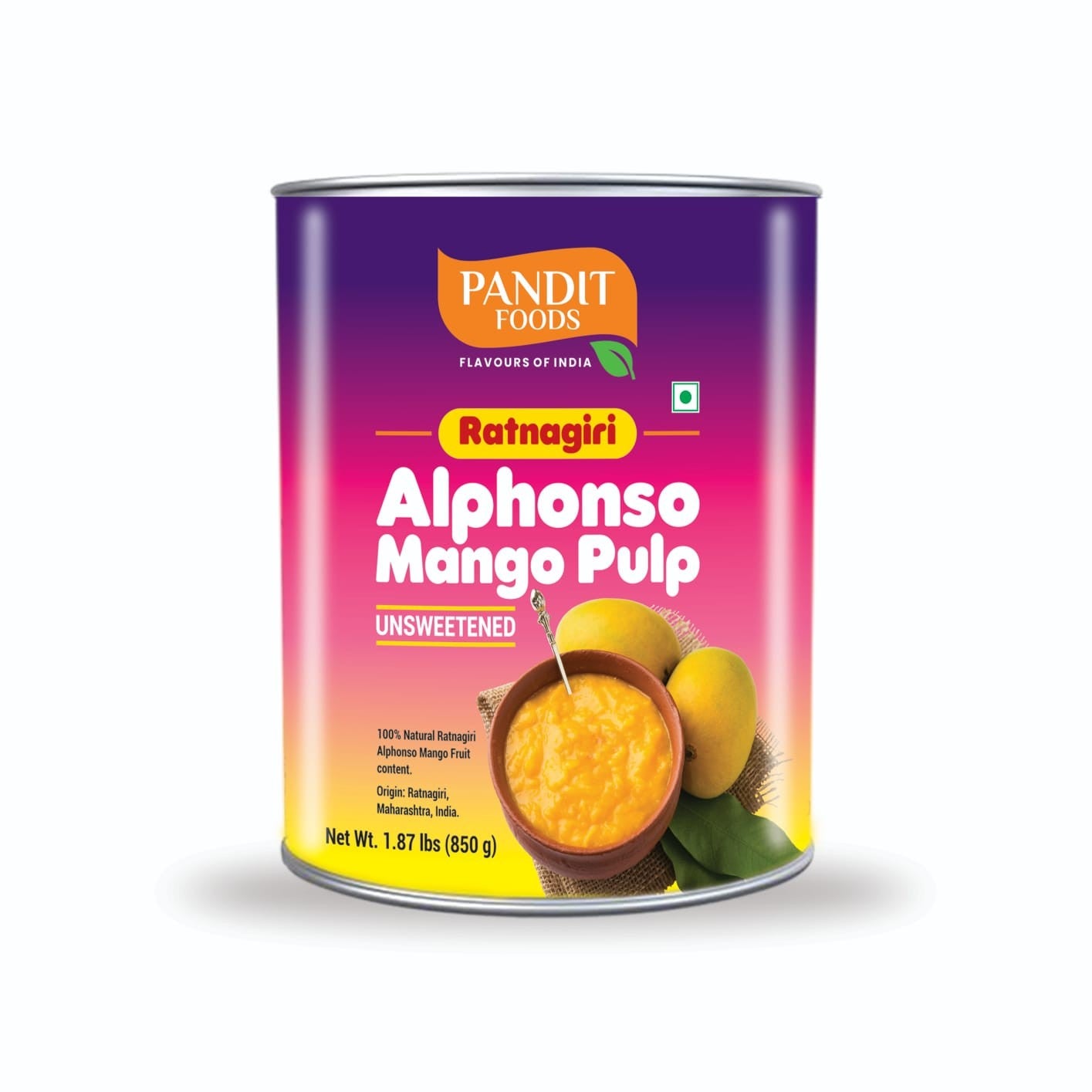 Ratnagiri Mango Pulp Unsweetened (850 GM)